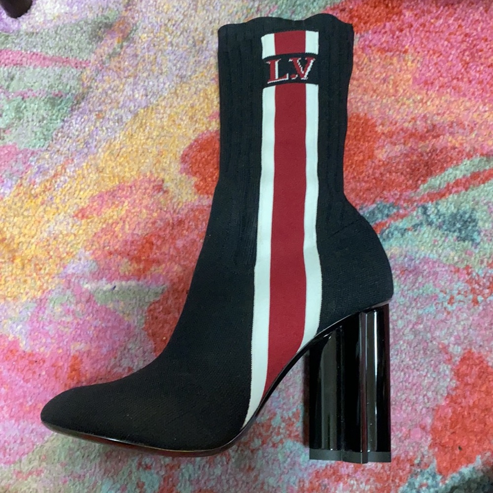 Louis Vuitton Black and Burgundy Heeled Boots